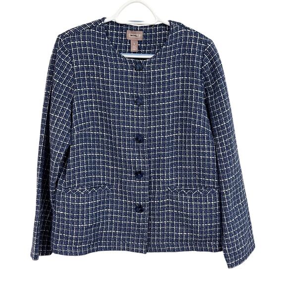 Chico’s Blue Tweed Button Front Jacket – Size 1 (M/L) - Picture 1 of 11